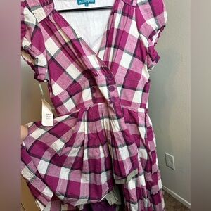 ModCloth dress magenta plaid 14